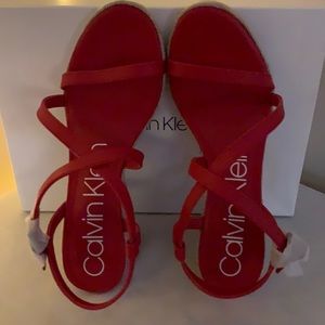 Calvin Klein Bellemine Soft Nappa Wedge Size 9.5